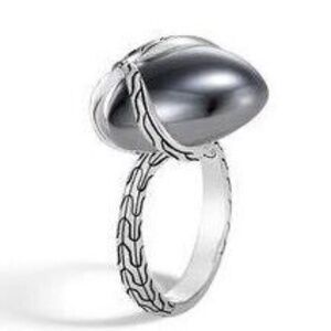 John Hardy Classic chain Hematite ring, 925 Silver, size 6, preloved